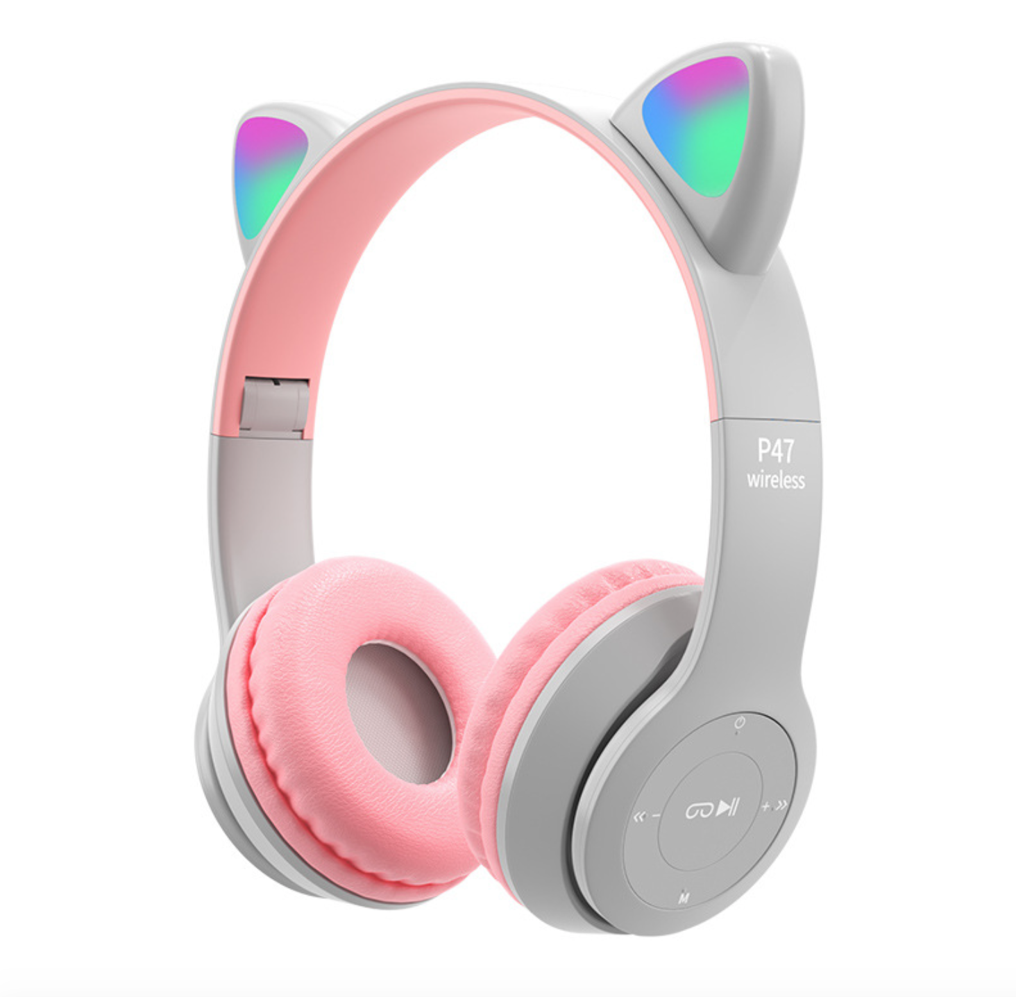 Fast Pairing P47M LED Light Cat Ear Earphones Charging Bluetooth Wireless Headphones Christmas Gift Headband Headset for Kids