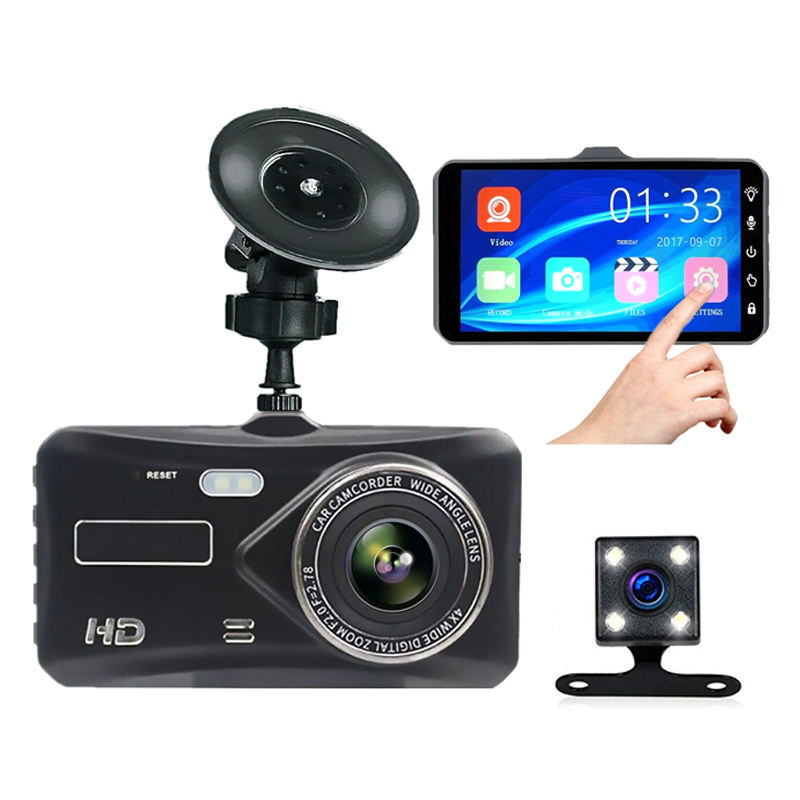 Wide angle full hd 4 inch IPS Dvr Review Rear Double Cam 1080p Front And Back Dual Lens For 4G Wireless Car Dash Camera