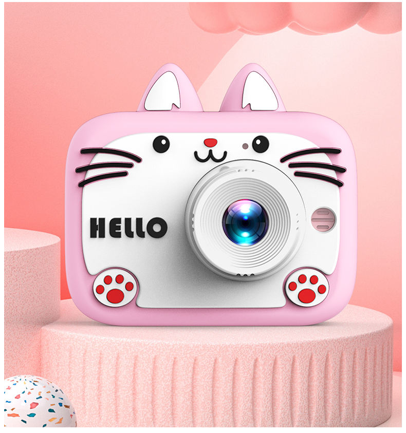 Nice Anti-fall Mini Cat Kids Digital Camera For Boys And Girls Double Lens Cut Toy Childrens Camera